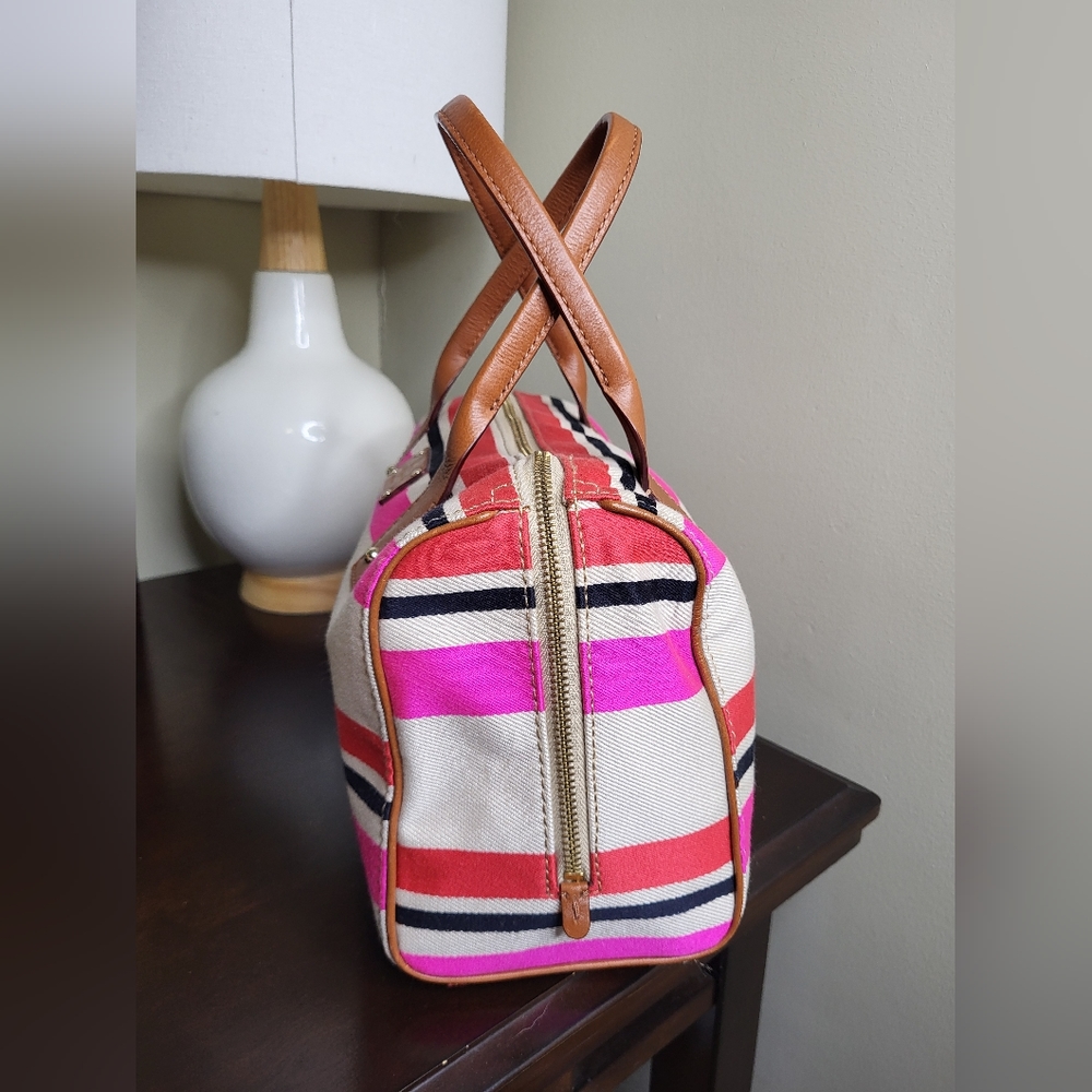Kate Spade Pink Stripe Fabric Boston Bag - Picture 2 of 9
